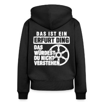 Erfurter Wappen Erfurt - Frauen Premium Bio Zip Hoodie - Schwarz - Hinten - Julia (174cm)