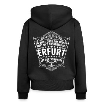 Erfurt schönste Stadt Erfurter - Frauen Premium Bio Zip Hoodie - Schwarz - Hinten - Julia (174cm)