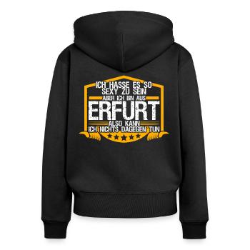 Erfurt lustig Erfurter - Frauen Premium Bio Zip Hoodie - Schwarz - Hinten - Julia (174cm)
