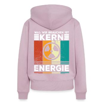 Atomenergie Atomkraftwerke Kernkraft Kernenergie - Frauen Premium Bio Zip Hoodie - Altrosa - Hinten - Julia (174cm)
