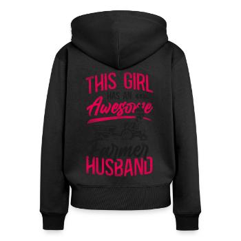 Farming Farmer Husband Tractor - Frauen Premium Bio Zip Hoodie - Schwarz - Hinten - Julia (174cm)