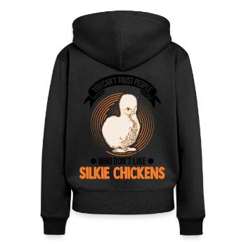 Silk Chicken Gift Silkie Chicken - Women's Premium Organic Zip Hoodie - black - Back - Julia (174cm)