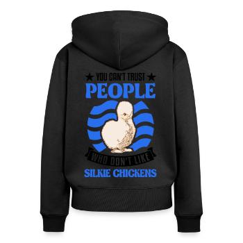 Silk Chicken Gift Silkie Chicken - Women's Premium Organic Zip Hoodie - black - Back - Julia (174cm)