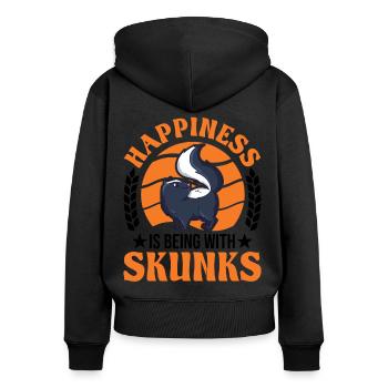 Happiness is being with Skunks Stinktier - Frauen Premium Bio Zip Hoodie - Schwarz - Hinten - Julia (174cm)