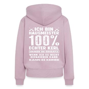 Hausmeister Kerl Spruch - Frauen Premium Bio Zip Hoodie - Altrosa - Hinten - Julia (174cm)