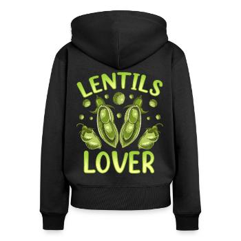 Linsenliebhaber Linse Liebhaber Essen Linsen - Frauen Premium Bio Zip Hoodie - Schwarz - Hinten - Julia (174cm)