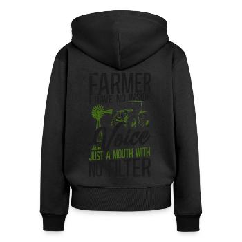 Farming Farmer Tracteur Vintage - Sweat à capuche zippé Premium bio Femme - noir - Dos - Julia (174cm)