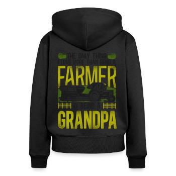 Agriculteur Agriculteur Grand-père Tracteur - Sweat à capuche zippé Premium bio Femme - noir - Dos - Julia (174cm)