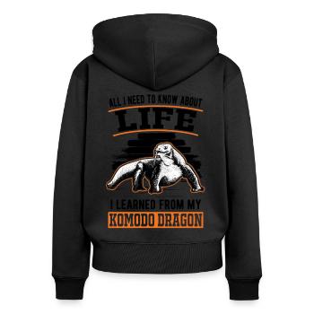 Dragon de Komodo Dragon de Komodo varan lézard - Sweat à capuche zippé Premium bio Femme - noir - Dos - Julia (174cm)