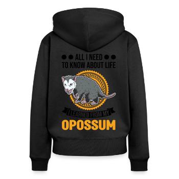 Opossum Geschenk Possum Beutelratte - Frauen Premium Bio Zip Hoodie - Schwarz - Hinten - Julia (174cm)