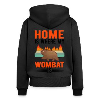 Home is where my Wombat is - Frauen Premium Bio Zip Hoodie - Schwarz - Hinten - Julia (174cm)