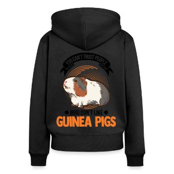 Cochon d’Inde Cadeau Cochon d’Inde - Sweat à capuche zippé Premium bio Femme - noir - Dos - Julia (174cm)