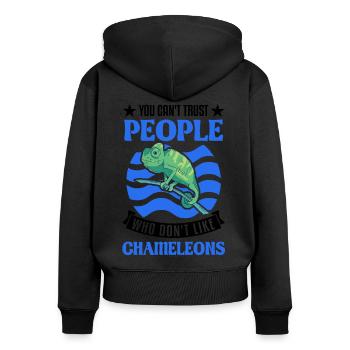Chameleon Cadeau Caméléon - Sweat à capuche zippé Premium bio Femme - noir - Dos - Julia (174cm)