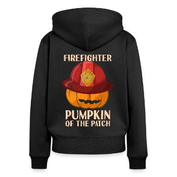 Citrouille pompier dans le lit pour Halloween - Sweat à capuche zippé Premium bio Femme - noir - Dos - Julia (174cm)