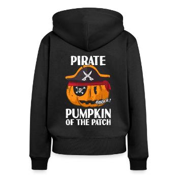 Pirate pumpkin in the bed For Halloween - Women's Premium Organic Zip Hoodie - black - Back - Julia (174cm)