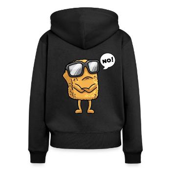 Pépite de poulet avec lunettes de soleil têtu Non - Sweat à capuche zippé Premium bio Femme - noir - Dos - Julia (174cm)