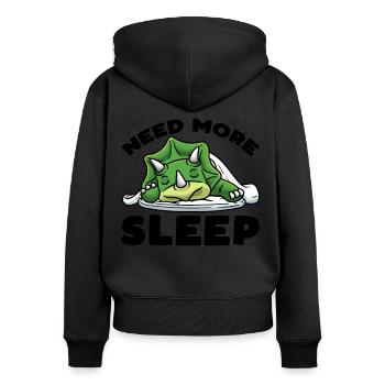Need More Sleep Triceratops Dinosaurs - Women's Premium Organic Zip Hoodie - black - Back - Julia (174cm)
