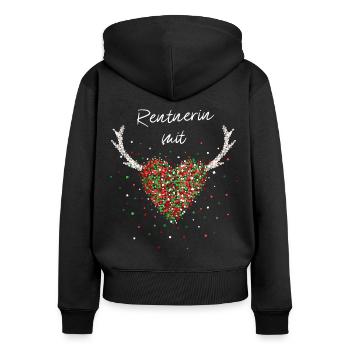 Rentnerin mit Herz Rente Pensionärin Ruhestand - Frauen Premium Bio Zip Hoodie - Schwarz - Hinten - Julia (174cm)