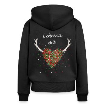 Lehrerin mit Herz Weihnachtsgeschenk Nikolaus - Frauen Premium Bio Zip Hoodie - Schwarz - Hinten - Julia (174cm)