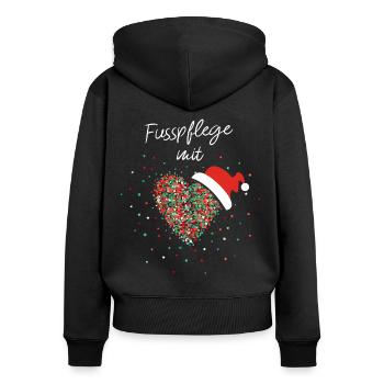 Fußpflege mit Herz Fußpflegerin Weihnachtsoutfit - Frauen Premium Bio Zip Hoodie - Schwarz - Hinten - Julia (174cm)