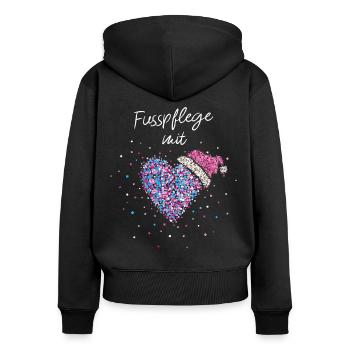 Fußpflege mit Herz Podologin Weihnachtsfeier - Frauen Premium Bio Zip Hoodie - Schwarz - Hinten - Julia (174cm)