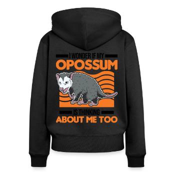 Opossum Possum Beutelratte - Frauen Premium Bio Zip Hoodie - Schwarz - Hinten - Julia (174cm)