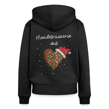 Hundetrainerin mit Herz Weihnachtsgeschenk X-Mas - Frauen Premium Bio Zip Hoodie - Schwarz - Hinten - Julia (174cm)