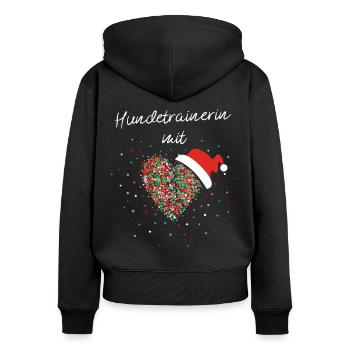 Hundetrainerin mit Herz Weihnachtsoutfit X-Mas - Frauen Premium Bio Zip Hoodie - Schwarz - Hinten - Julia (174cm)