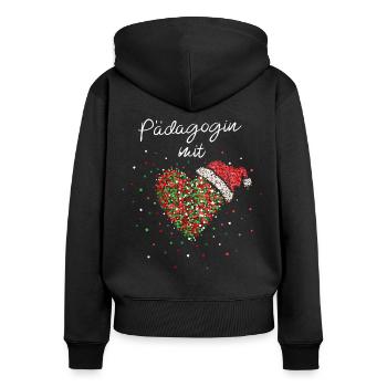 Pädagogin Mit Herz Tagesmutter Weihnachtsfeier - Frauen Premium Bio Zip Hoodie - Schwarz - Hinten - Julia (174cm)
