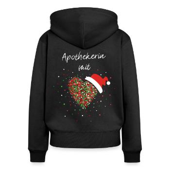 Apothekerin mit Herz Apotheke Nikolausmütze X-Mas - Frauen Premium Bio Zip Hoodie - Schwarz - Hinten - Julia (174cm)