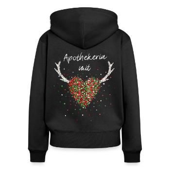 Apothekerin mit Herz Pharmazie Nikolausmütze X-Mas - Frauen Premium Bio Zip Hoodie - Schwarz - Hinten - Julia (174cm)