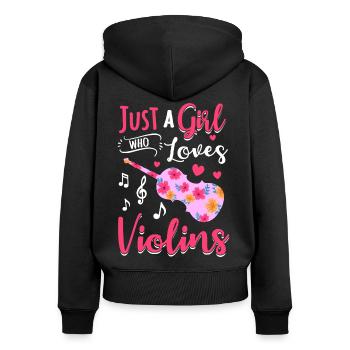 Fille Son violon aime les musiciens violonistes - Sweat à capuche zippé Premium bio Femme - noir - Dos - Julia (174cm)