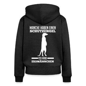 Erdmännchen - Frauen Premium Bio Zip Hoodie - Schwarz - Hinten - Julia (174cm)