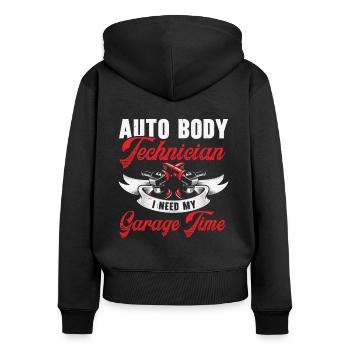 Karosserietechniker Fahrzeugreparatur Autowartung - Frauen Premium Bio Zip Hoodie - Schwarz - Hinten - Julia (174cm)
