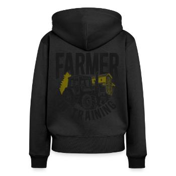 Farming Farmer Tractor Vintage - Women's Premium Organic Zip Hoodie - black - Back - Julia (174cm)