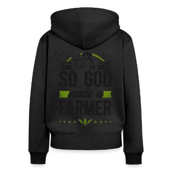 Farming Farmer Vintage So God Made - Frauen Premium Bio Zip Hoodie - Schwarz - Hinten - Julia (174cm)