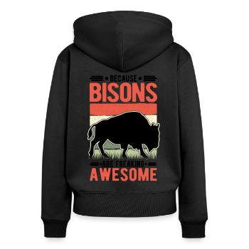 Buffalo Gift Bison Water Buffalo Buffalo - Women's Premium Organic Zip Hoodie - black - Back - Julia (174cm)