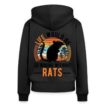 Rat Gift Domestic Rat Rat Owner - Women's Premium Organic Zip Hoodie - black - Back - Julia (174cm)