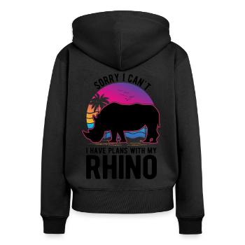 Rhinocéros Rhinocéros Rhinocéros - Sweat à capuche zippé Premium bio Femme - noir - Dos - Julia (174cm)