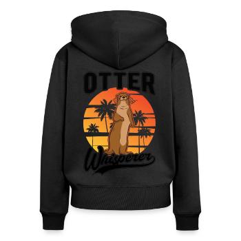 Otter Flüsterer Otter Whisperer Seeotter - Frauen Premium Bio Zip Hoodie - Schwarz - Hinten - Julia (174cm)