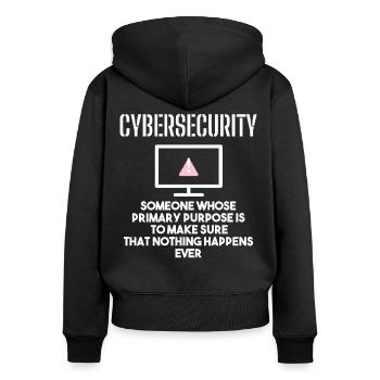 Cybersecurity - IT-Sicherheit Informatiker - Frauen Premium Bio Zip Hoodie - Schwarz - Hinten - Julia (174cm)