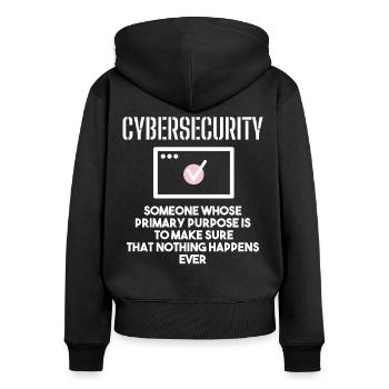 Cybersecurity - IT-Sicherheit Informatiker - Frauen Premium Bio Zip Hoodie - Schwarz - Hinten - Julia (174cm)