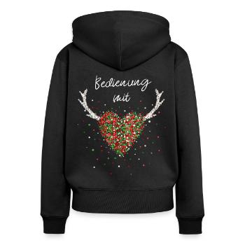 Bedienung Mit Herz Kellnerin Weihnachtsfeier X-Mas - Frauen Premium Bio Zip Hoodie - Schwarz - Hinten - Julia (174cm)