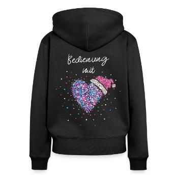 Bedienung Mit Herz Kellnerin Weihnachten Christmas - Frauen Premium Bio Zip Hoodie - Schwarz - Hinten - Julia (174cm)