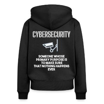 Cybersecurity - IT-Sicherheit Informatiker - Frauen Premium Bio Zip Hoodie - Schwarz - Hinten - Julia (174cm)