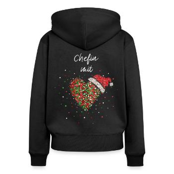 Chefin mit Herz Managerin Weihnachtsgeschenk - Frauen Premium Bio Zip Hoodie - Schwarz - Hinten - Julia (174cm)