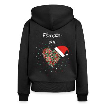 Floristin Mit Herz Blumenladen Weihnachtsoutfit - Frauen Premium Bio Zip Hoodie - Schwarz - Hinten - Julia (174cm)