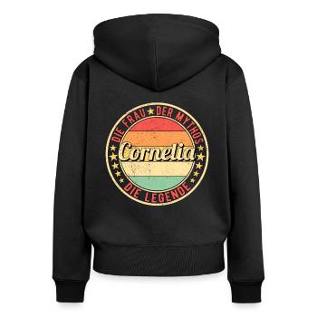 Cornelia Die Frau Der Mythos Die Legende - Frauen Premium Bio Zip Hoodie - Schwarz - Hinten - Julia (174cm)