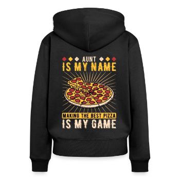 Pizzaïolo tante Pizzaiolo - Sweat à capuche zippé Premium bio Femme - noir - Dos - Julia (174cm)