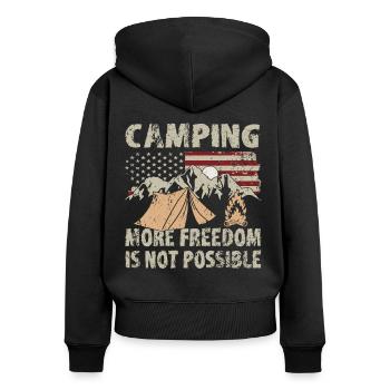 Camping More Freedom Not Possible Outdoor Camper - Frauen Premium Bio Zip Hoodie - Schwarz - Hinten - Julia (174cm)